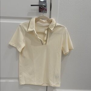 SHEIN Cream Short Sleeve Polo Tee